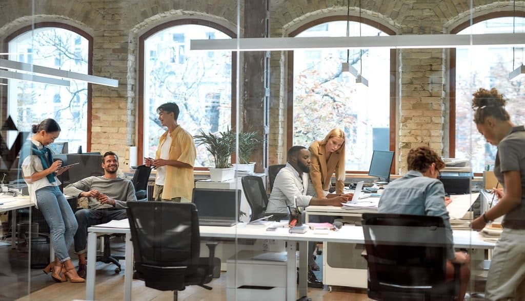 business people working on an open workspace