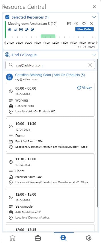 Outlook® add-in Find Colleague list