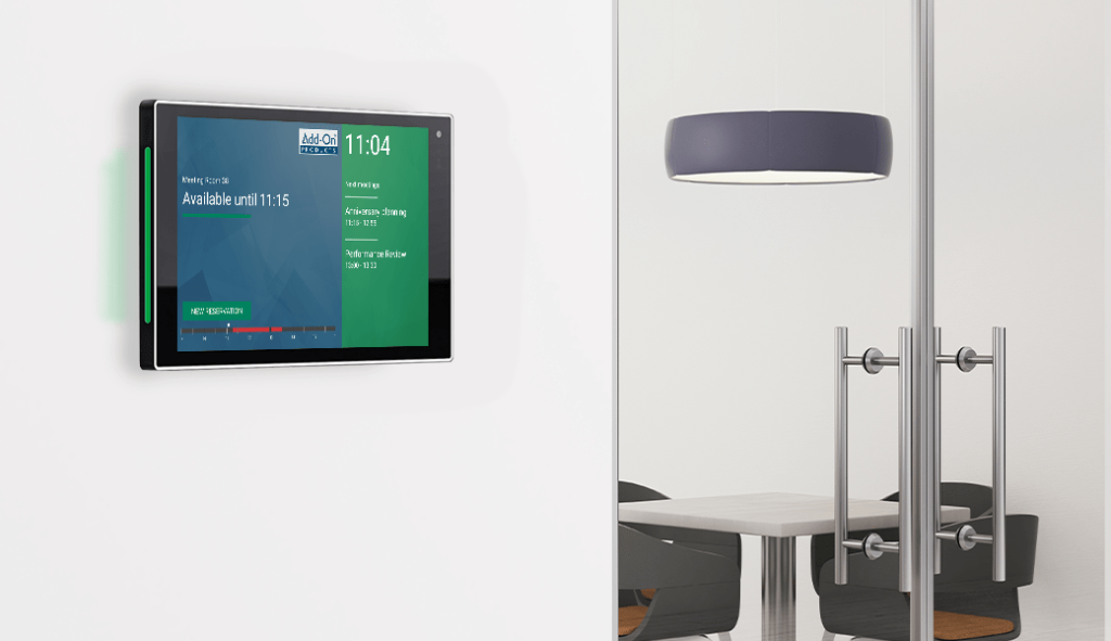 meeting room booking system integrated with digital room booking displays