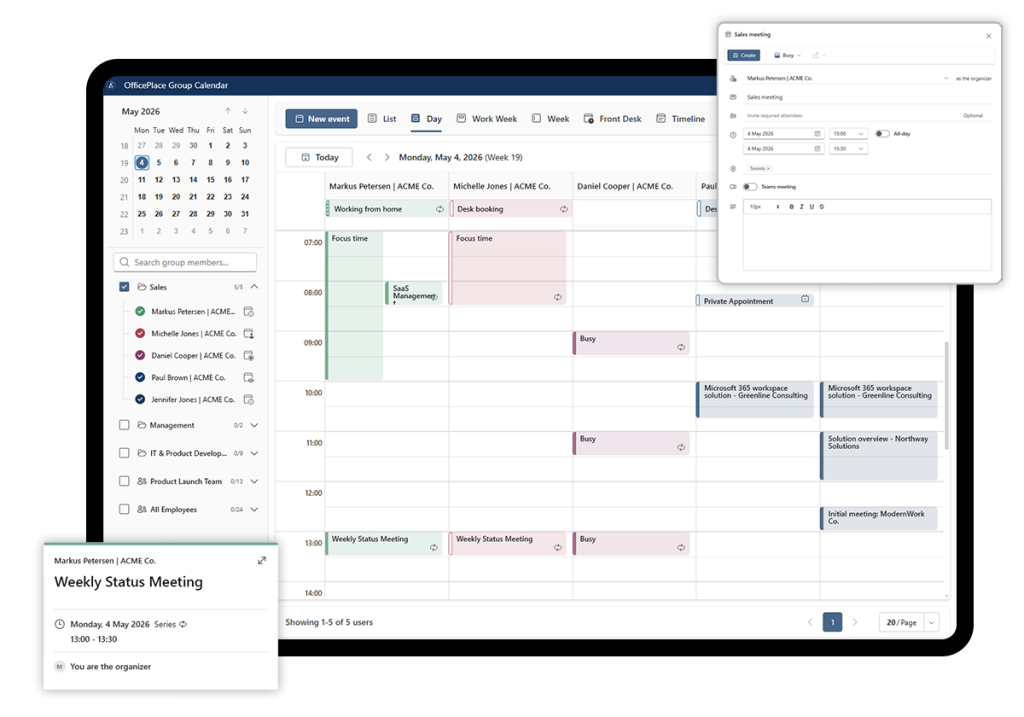 Calendar Management Software - OfficePlace Group Calendar