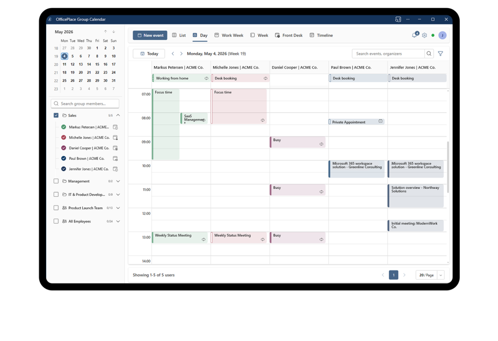 OfficePlace Group Calendar